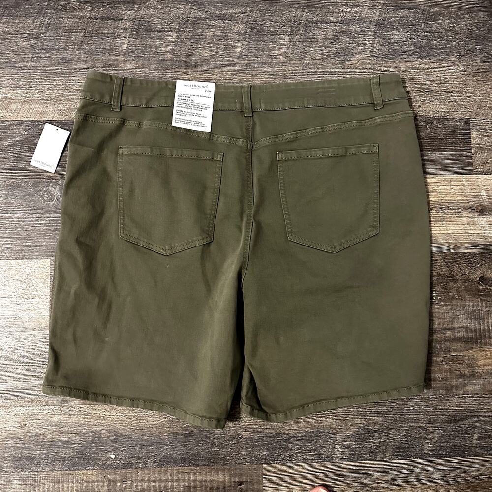 Westbound Women's Olive Green High Rise Relaxed Fit Bermuda Short Size 24W NWT - Picture 2 of 4